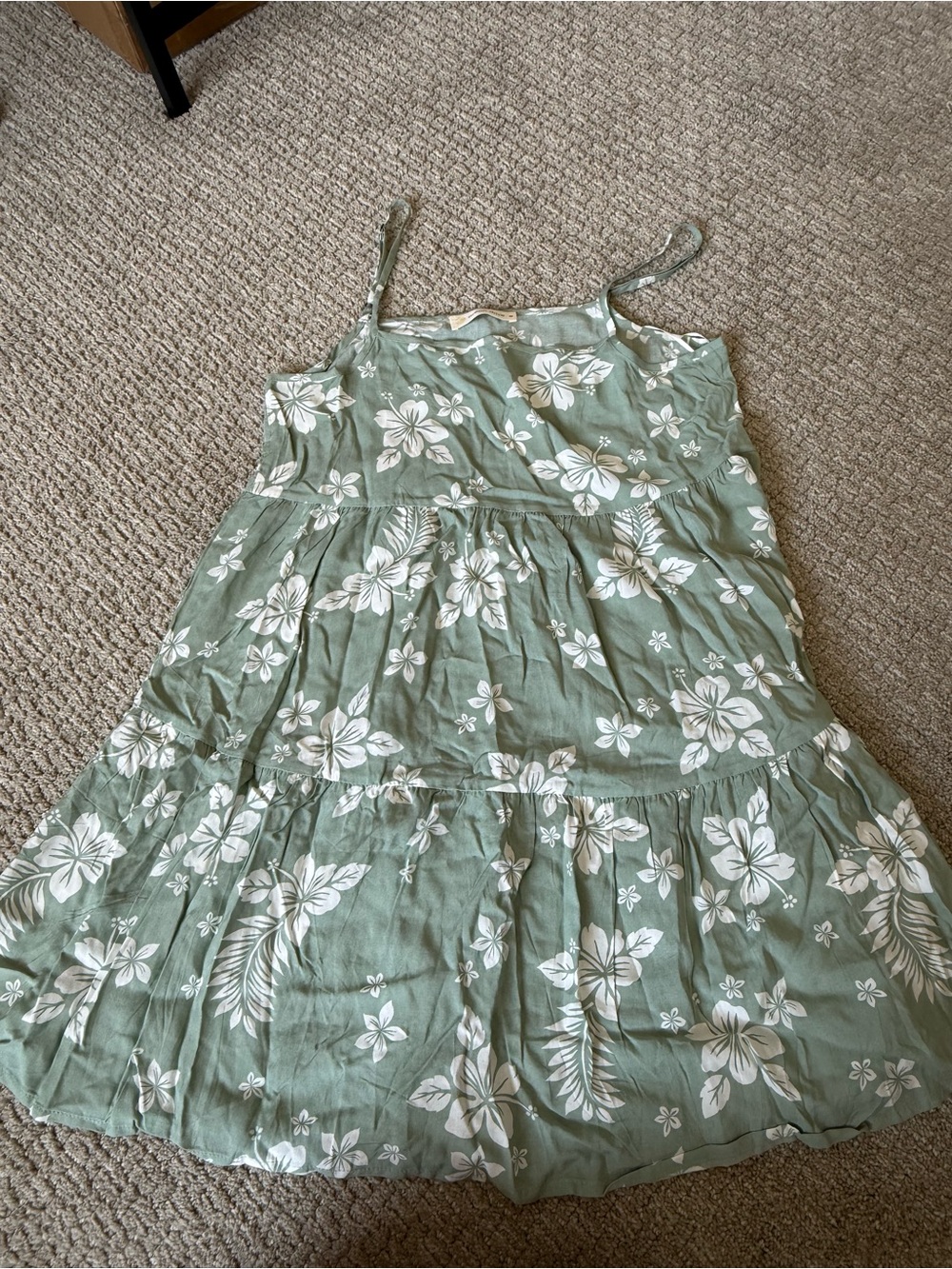 Women’s Sage Green Floral Tiered Sundress